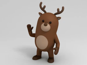 rigged cartoon reindeer 3D Model