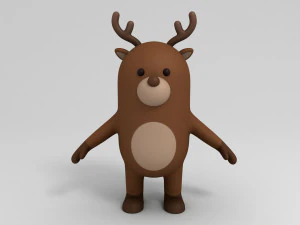 rigged cartoon reindeer 3D Model