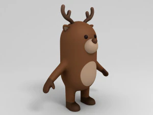 rigged cartoon reindeer 3D Model