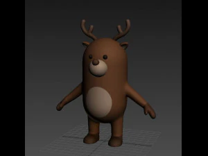 rigged cartoon reindeer 3D Model