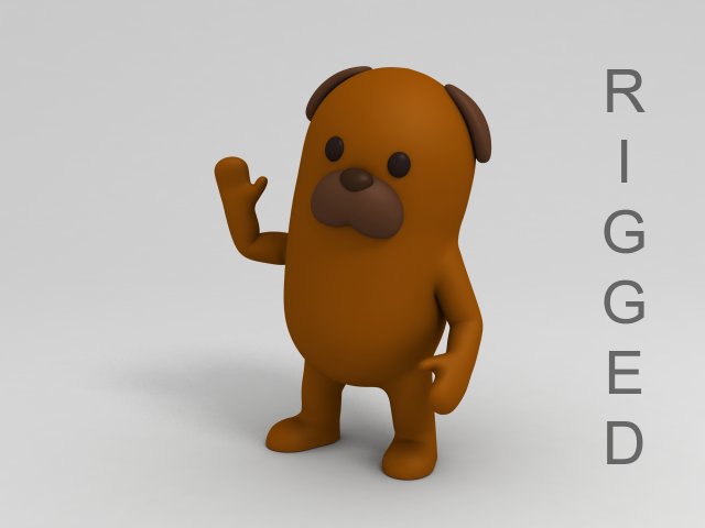 rigged cartoon brown dog 3D Model .c4d .max .obj .3ds .fbx .stl .blend 