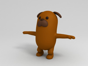 rigged cartoon brown dog 3D Model