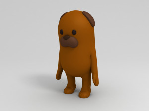 rigged cartoon brown dog 3D Model