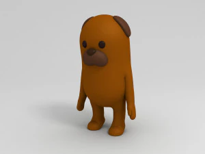 rigged cartoon brown dog 3D Model