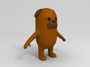 rigged cartoon brown dog 3D Model