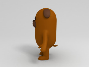 rigged cartoon brown dog 3D Model