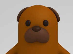 rigged cartoon brown dog 3D Model