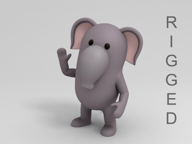 rigged cartoon elephant 3d 3D Model .c4d .max .obj .3ds .fbx .stl .blend 
