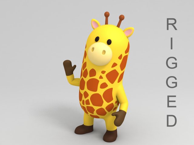 rigged cartoon giraffe model 3D मॉडल .c4d .max .obj .3ds .fbx .stl .blend 