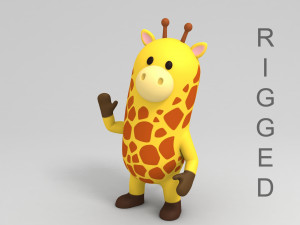 rigged cartoon giraffe model 3D मॉडल