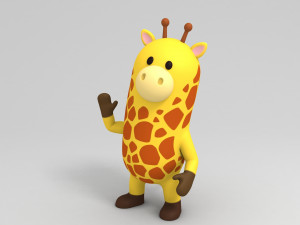 rigged cartoon giraffe model 3D मॉडल