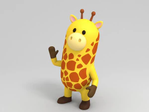 rigged cartoon giraffe model 3D Model
