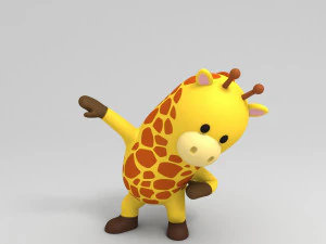 rigged cartoon giraffe model 3D Model