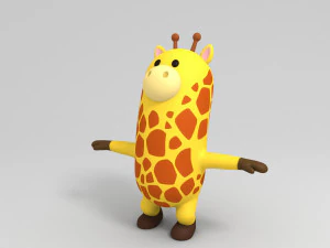rigged cartoon giraffe model 3D Model