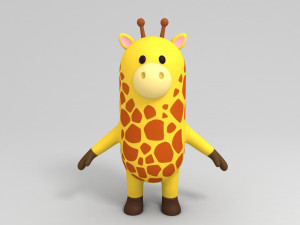 rigged cartoon giraffe model 3D मॉडल