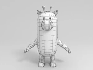 rigged cartoon giraffe model 3D Model