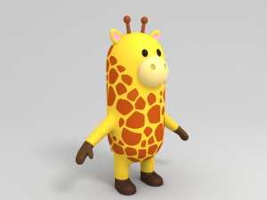 rigged cartoon giraffe model 3D मॉडल