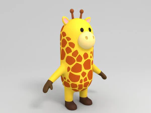 rigged cartoon giraffe model 3D Model