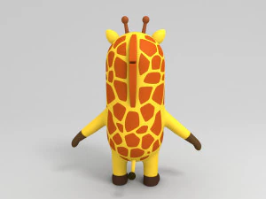 rigged cartoon giraffe model 3D Model