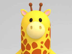 rigged cartoon giraffe model 3D Model