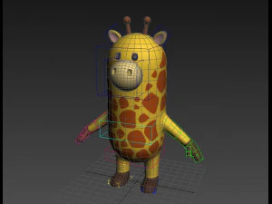 rigged cartoon giraffe model 3D Model
