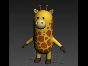 rigged cartoon giraffe model 3D Model