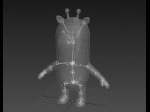 rigged cartoon giraffe model 3D Model
