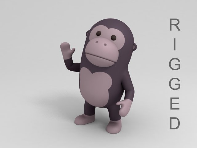 rigged cartoon gorilla 3d 3D Model .c4d .max .obj .3ds .fbx .stl .blend 