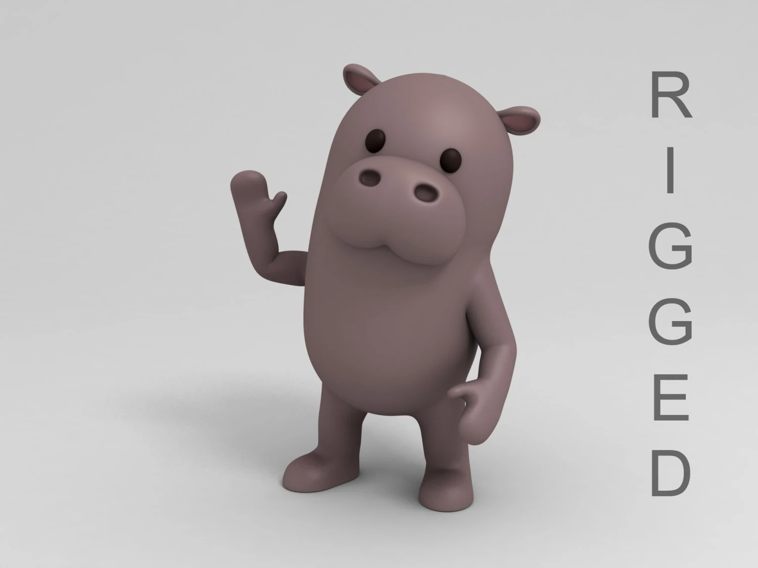 3d rigged cartoon hippopotamus 3D Model .c4d .max .obj .3ds .fbx .stl .blend 