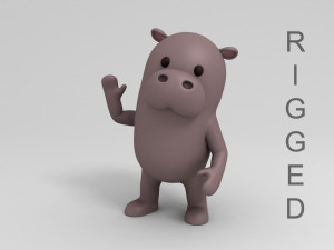 3d rigged cartoon hippopotamus 3D मॉडल