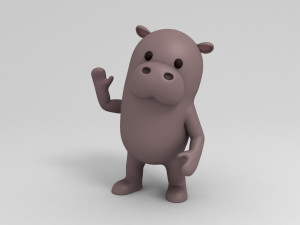 3d rigged cartoon hippopotamus 3D मॉडल