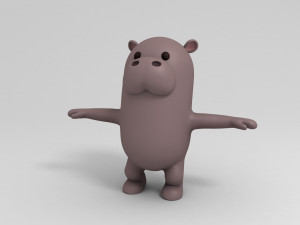 3d rigged cartoon hippopotamus 3D मॉडल