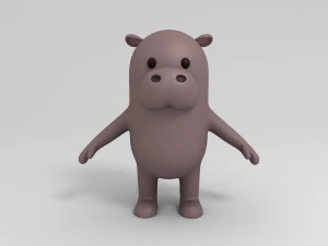 3d rigged cartoon hippopotamus 3D Model