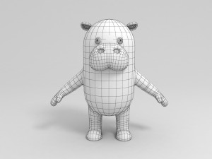 3d rigged cartoon hippopotamus 3D मॉडल