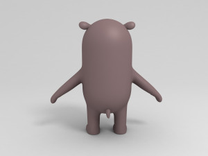 3d rigged cartoon hippopotamus 3D मॉडल