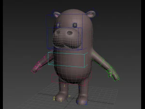 3d rigged cartoon hippopotamus 3D Model