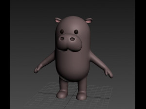 3d rigged cartoon hippopotamus 3D मॉडल