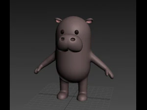 3d rigged cartoon hippopotamus 3D Model