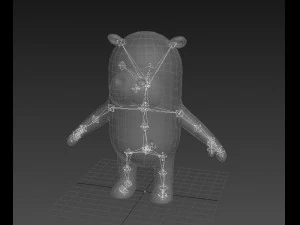 3d rigged cartoon hippopotamus 3D Model