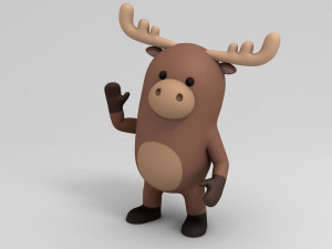 3d rigged cartoon moose 3D मॉडल