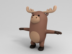 3d rigged cartoon moose 3D मॉडल