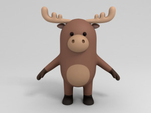 3d rigged cartoon moose 3D मॉडल