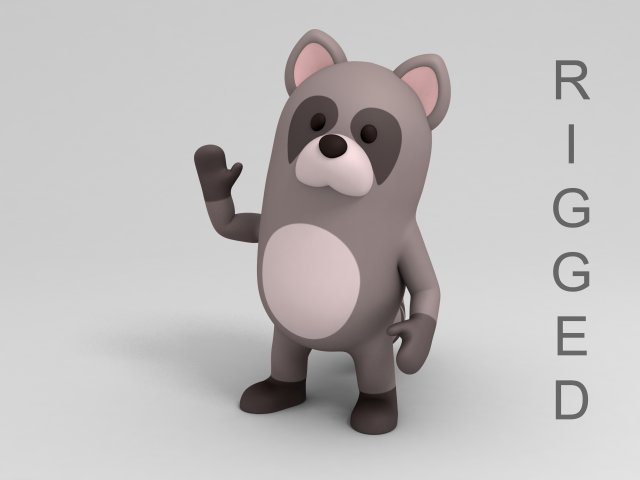 3d rigged cartoon raccoon model 3D मॉडल .c4d .max .obj .3ds .fbx .stl .blend 