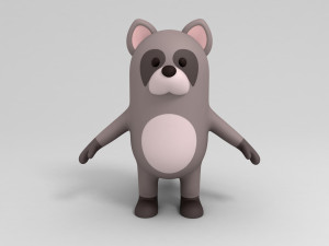 3d rigged cartoon raccoon model 3D मॉडल