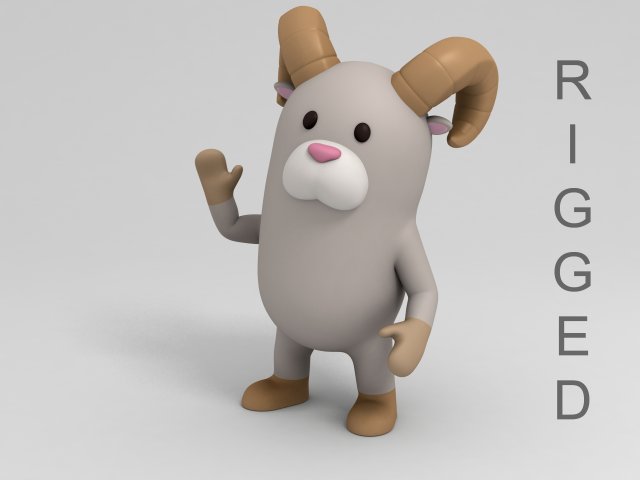 rigged cartoon ram model 3D मॉडल .c4d .max .obj .3ds .fbx .stl .blend 