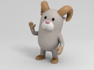rigged cartoon ram model 3D Model