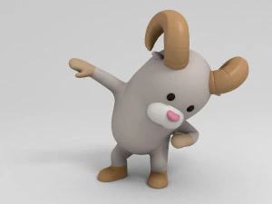 rigged cartoon ram model 3D Model
