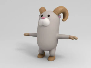 rigged cartoon ram model 3D Model