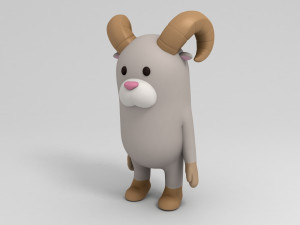 rigged cartoon ram model 3D मॉडल