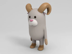 rigged cartoon ram model 3D Model